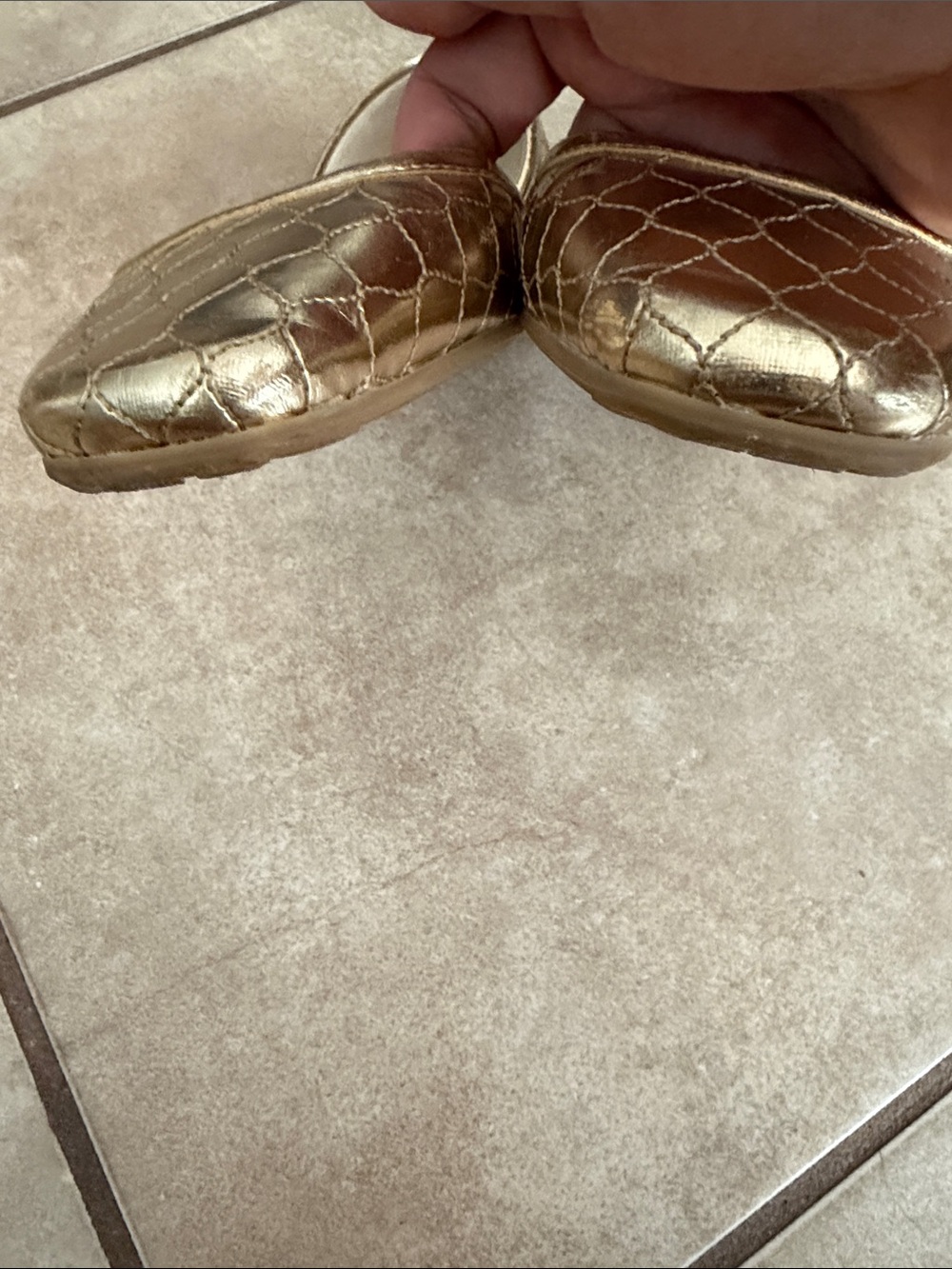 Jimmy Choo Metallic Gold Quilted D'Orsay Flats - Picture 6 of 7